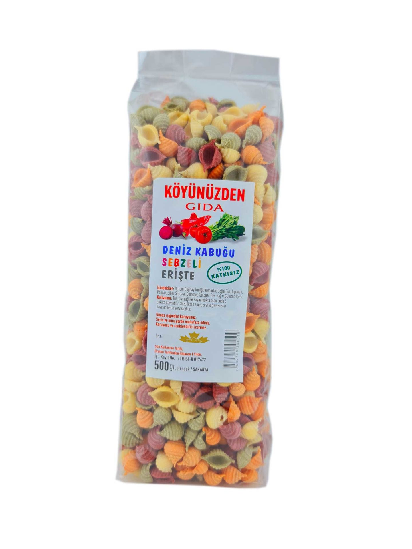 Köyünüzden Sebzeli Deniz Kabuğu Erişte 500 gr