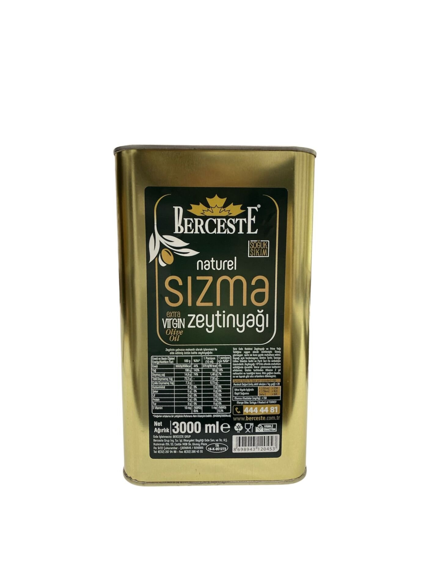 Soğuk Sıkım Sızma Zeytin Yağı 3000 ml