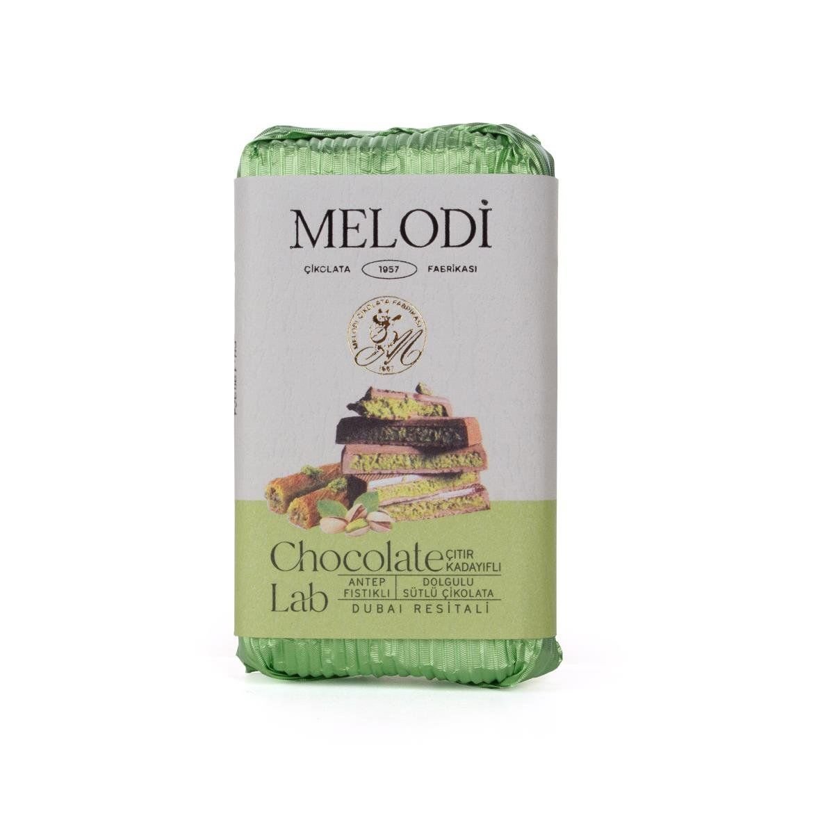Melodi Dubai Çikolatası 90 gr Antep Fıstıklı Çıtır Kadayıf Dolgulu