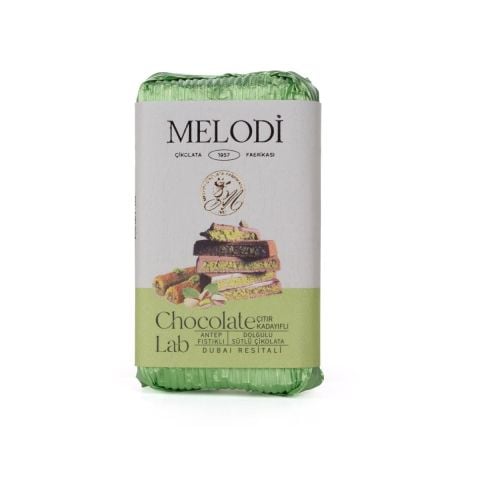 Melodi Dubai Çikolatası 90 gr Antep Fıstıklı Çıtır Kadayıf Dolgulu